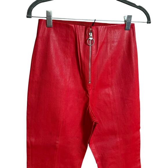 NBD NEW Nova 100% Leather Pant in Cabernet Size S Front Zipper Closure - Picture 4 of 8